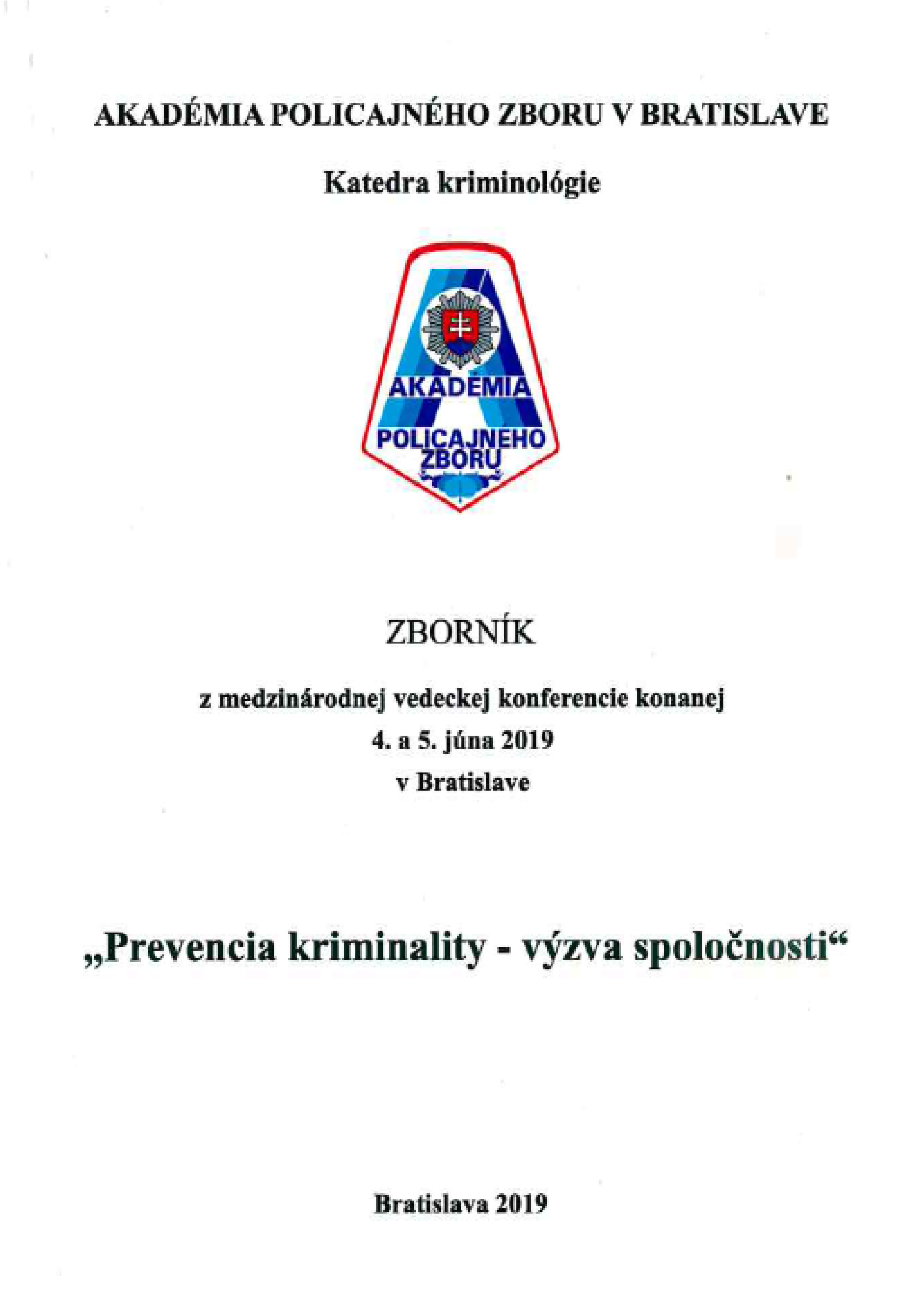 Prevencia kriminality - zborník